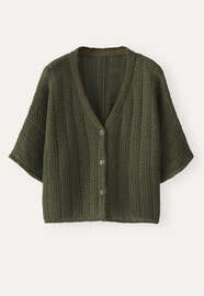 Tuck-stitch cardigan, Khaki, webstill