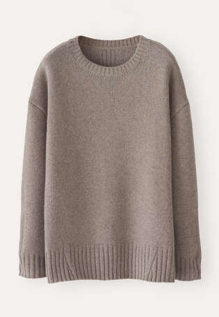 Easy round-neck sweater, Soft brown, webstill