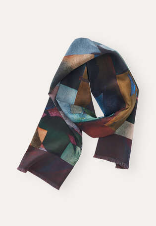 Long printed scarf, Ink ocean, webstill