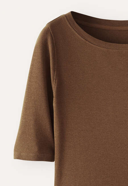 Ribbed jersey top, Dark tan, completeTheLook