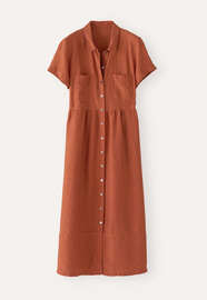 Gathered-waist dress, Chilli orange, webstill
