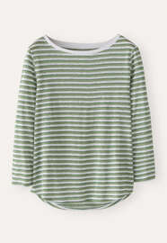 Striped jersey top, Emerald cream, webstill