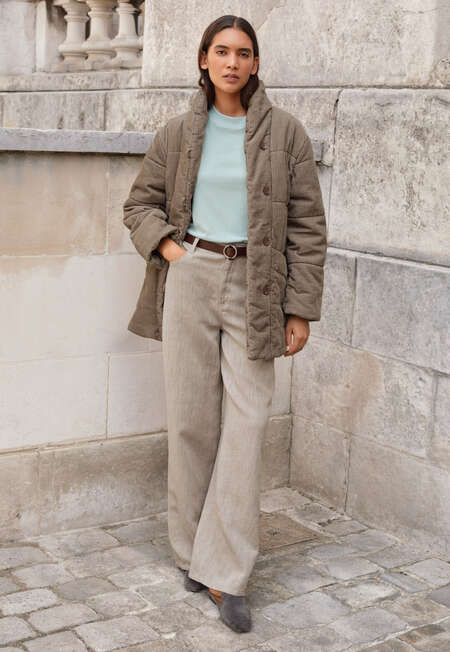 Padded shawl-collar coat, Soft mink, completeTheLook