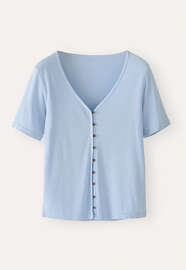 Button-through rib top, Soft cornflower, webstill