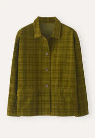 Self-check boxy jacket, Olive green, webstill
