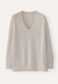 V-neck sweater, Grey pearl, webstill