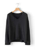 Recycled cashmere v-neck sweater, Charcoal, webstill