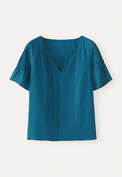 Tuck-detail top, Petrol blue, webstill