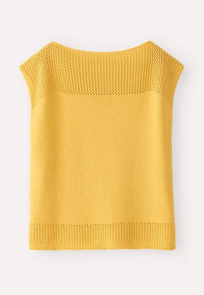 Crochet-stitch sweater, Yellow sun, completeTheLook