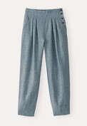 Cropped pleated trousers, Aqua petrol, webstill