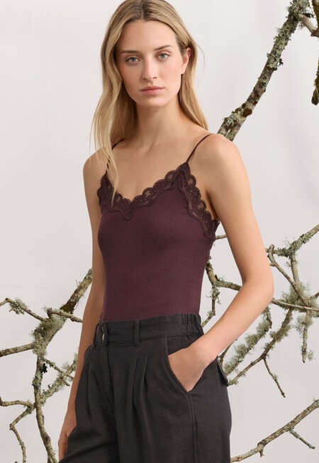 Lace-trim vest, Prune, completeTheLook