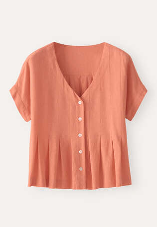 Pleat-front top, Coral, webstill