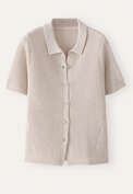 Moss-stitch collared cardigan, Natural, webstill