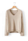 Recycled cashmere v-neck sweater, Fawn, webstill