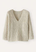 Stitch v-neck sweater, Natural stone, webstill