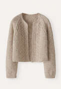 Cable-stitch cardigan, Shell grey, webstill