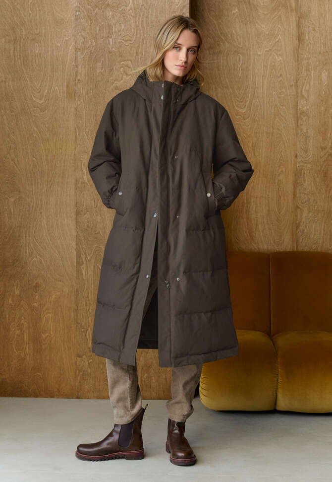 Long padded coat, Cocoa, completeTheLook
