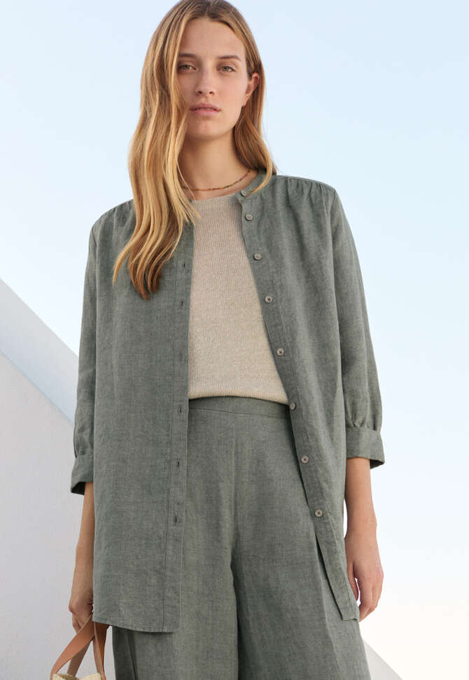 Long curved-hem shirt, Dark bay, completeTheLook