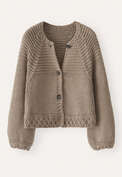 Hand-knitted cardigan, Taupe, webstill