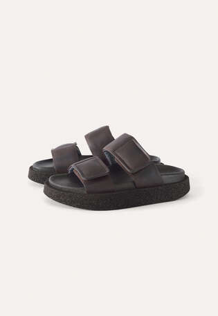 Chunky Velcro-strap sandals, Chocolate, webstill