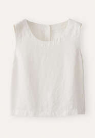 Button-back sleeveless top, White, webstill
