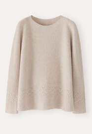 Stitch-hem sweater, Ecru fawn, webstill