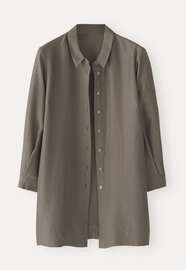 Deep side-split shirt, Khaki taupe, webstill