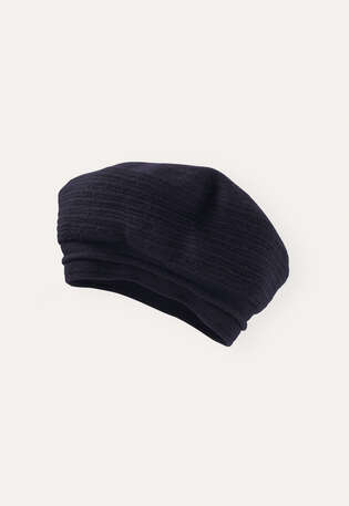 Knitted beret, Blue black, webstill