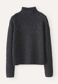 Cable-yoke sweater, Charcoal, webstill