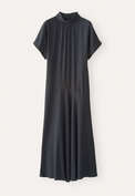 High neck dogtooth dress, Grey black, webstill