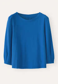 Pleated-sleeve jersey top, Marine, webstill