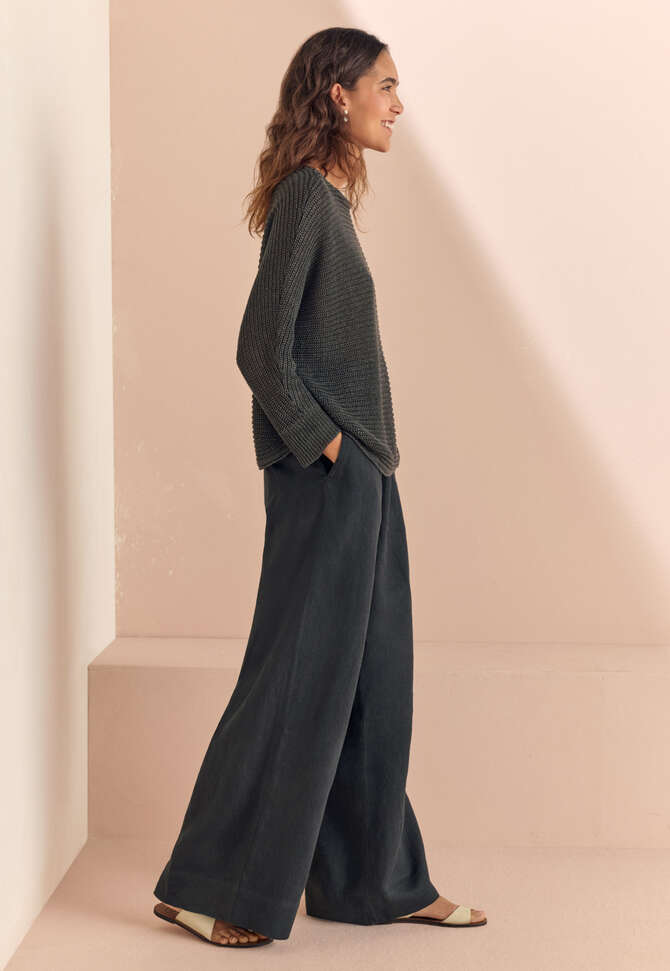 Wide-leg trousers, Washed black, completeTheLook