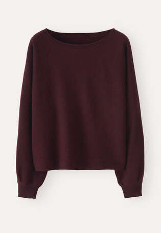 Dolman pleated-sleeve sweater, Blackberry, webstill