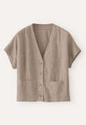 V-neck short-sleeve top, Pink brown, webstill