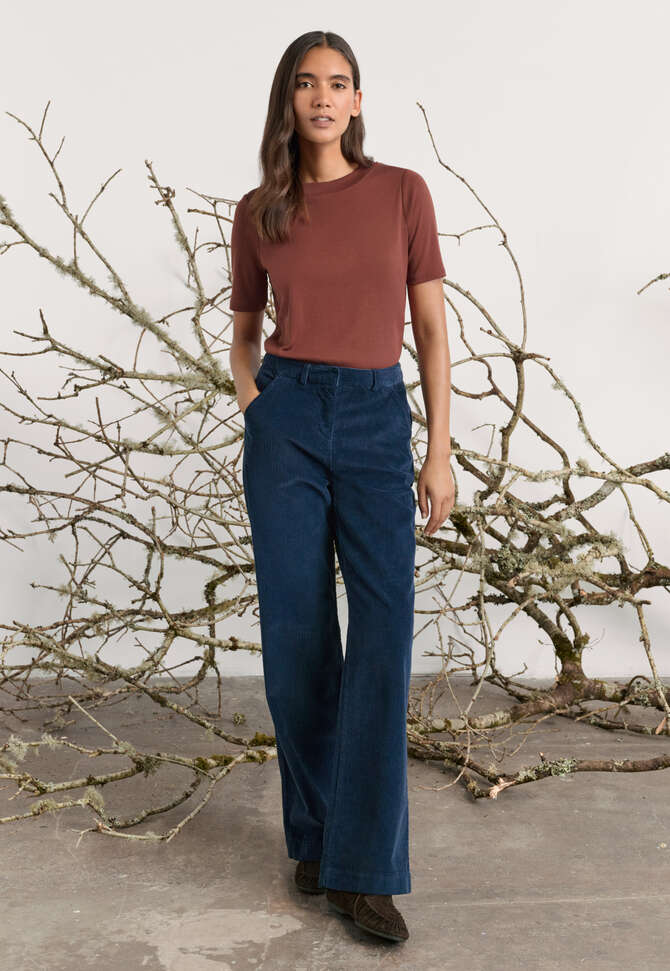 Silk & cotton T-shirt, Dark copper, completeTheLook