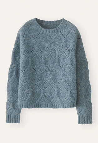 Pointelle sweater, Ocean blue, webstill