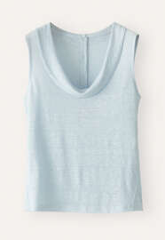 Folded-collar sleeveless top, Sky, webstill