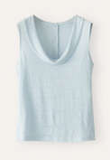 Folded-collar sleeveless top, Sky, webstill