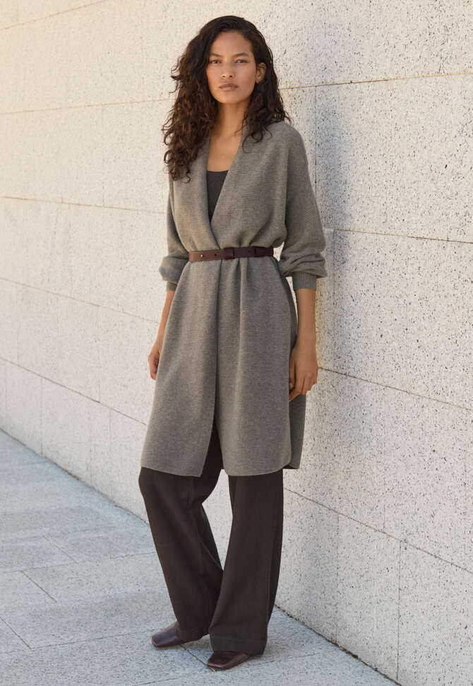 Garter-stitch cardigan, Dark haze, completeTheLook