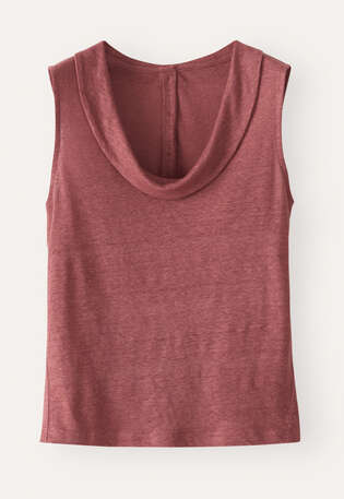 Folded-collar sleeveless top, Dark blush, webstill