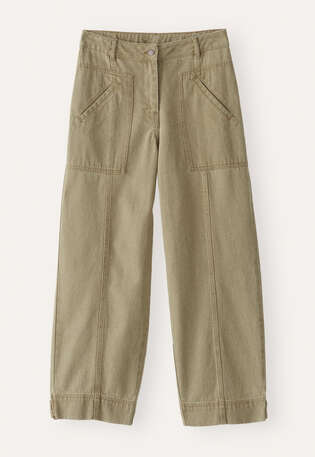 Cropped seam-detail trousers, Dark olive, webstill