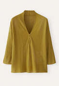 V-neck buttoned sweater, Lichen yellow, webstill