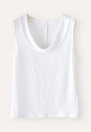 Folded-collar sleeveless top, White, webstill