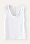 Folded-collar sleeveless top, White, webstill