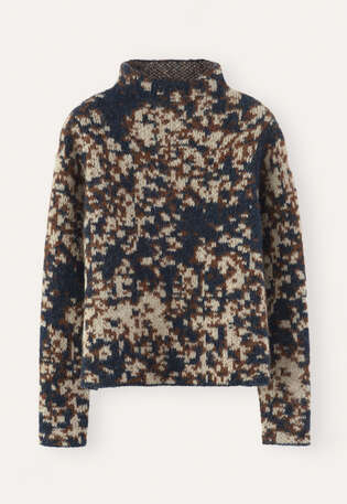 Jacquard sweater, Petrol rust, webstill