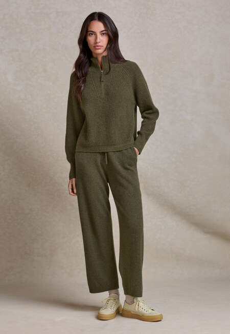 Zip-front sweater, Pine green, completeTheLook