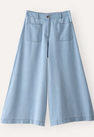 Indigo-dyed culottes, Pale denim, webstill