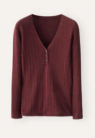 Ribbed v-neck sweater, Claret red, webstill