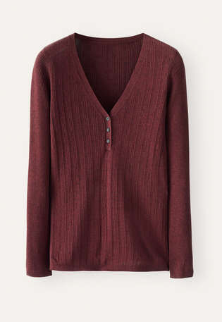 Ribbed v-neck sweater, Claret red, webstill