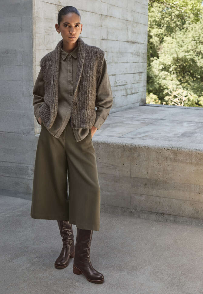 Shawl-collar cardigan, Grey brown, completeTheLook